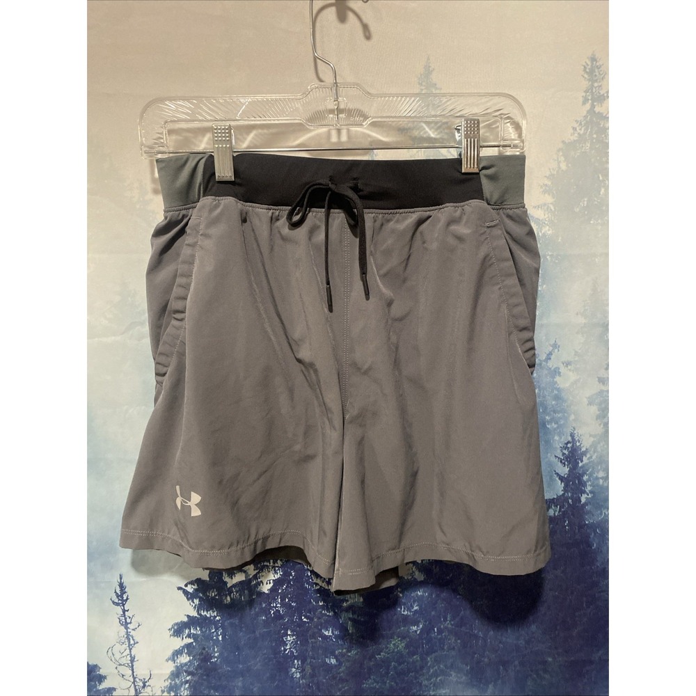 Under Armour Running Shorts Gray Lined Speed Pocket Size M  28 Waist